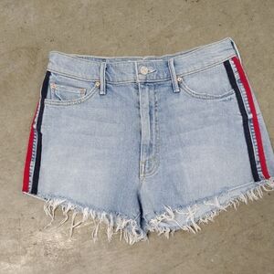 MOTHER SUPERIOR SZ 26 EASY DOES IT SHORTS RAW HEM ⚓ NAUTICAL STRIPED SIDES